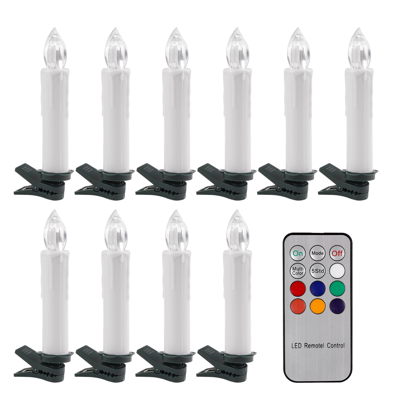 10pc LED Battery Operated Flickering Taper Candles Tea Light Remote