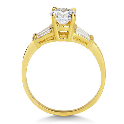 Pre-owned Tjg 14k Solid Yellow Gold Cz Cubic Zirconia Solitaire Engagement Ring 1.0 Ct. In White/colorless