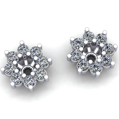 Pre-owned Jewelwesell Genuine 0.33ct Round Cut Diamond Ladies Fancy Jacket Earrings 14k Gold In H