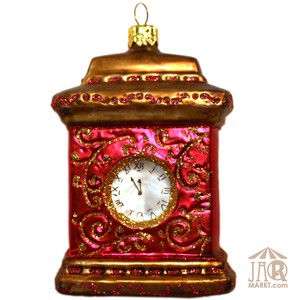 Decorations pour arbre de noel Horloge Cheminee Verre Figurine Bijou