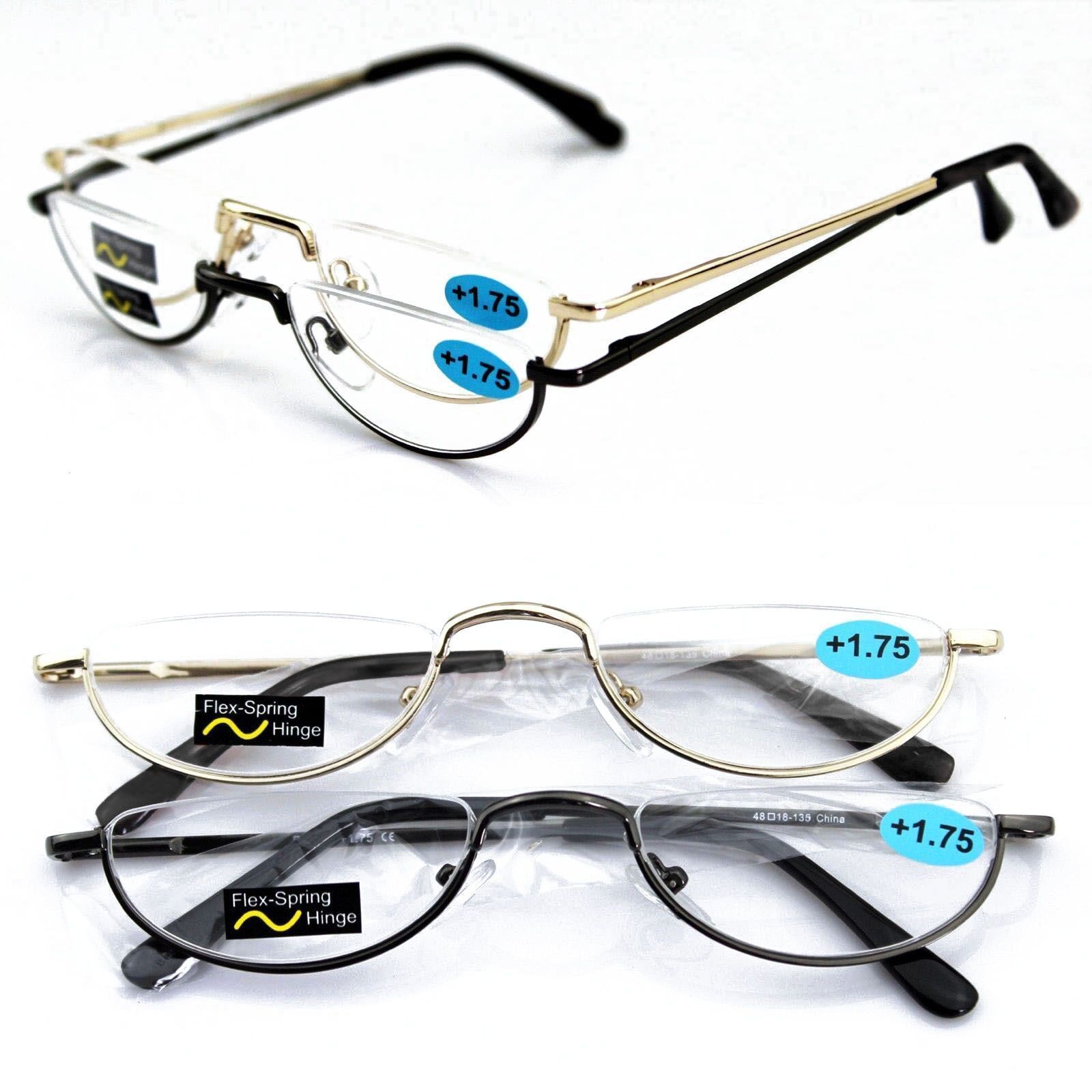 Half rimless Vintage Spring Hinge Eyeglass Frame Reading Glasses CE +1