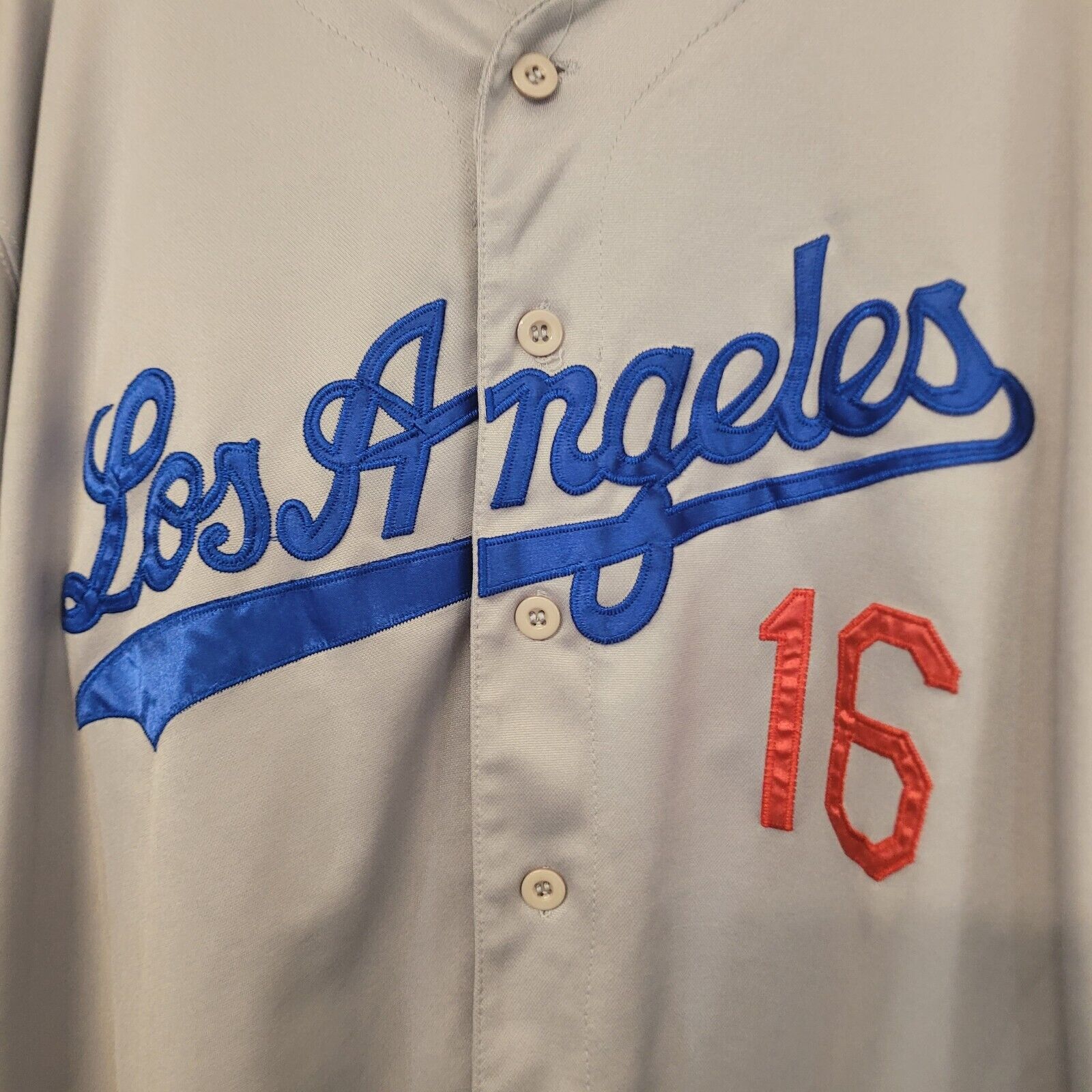 MLB Los Angeles Dodgers Andre Ethier 16 Gray 1955 Patch Jersey Mens 56 2XL
