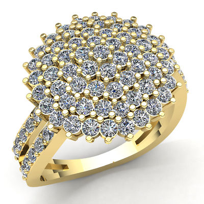 Pre-owned Jewelwesell 2ct Round Cut Diamond Ladies Cluster Fancy Engagement Ring 10k Gold