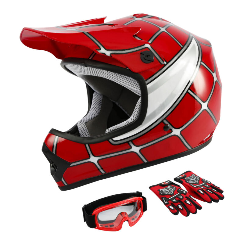 DOT Youth Helmet Child Kid Spider Motocross Full Face Offroad Dirt Bike ATV S-XL