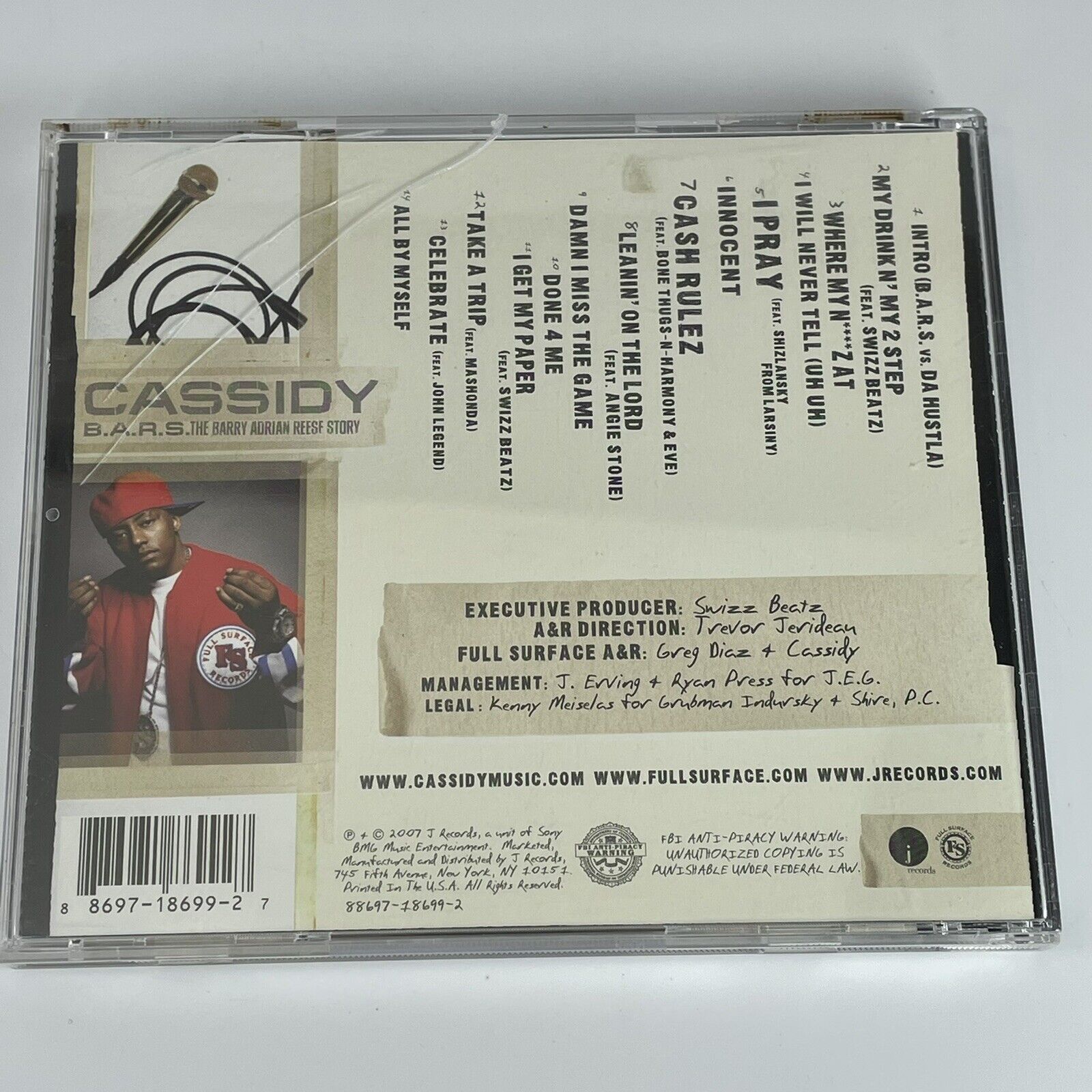 B.A.R.S. The Barry Adrian Reese Story by Cassidy CD 2007 J Records Gangsta Rap