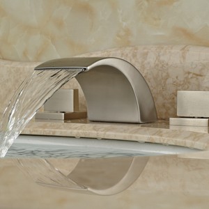 ... Waterfall Bathroom Basin Faucet Widespread 3 Hole Mixer Tap eBay