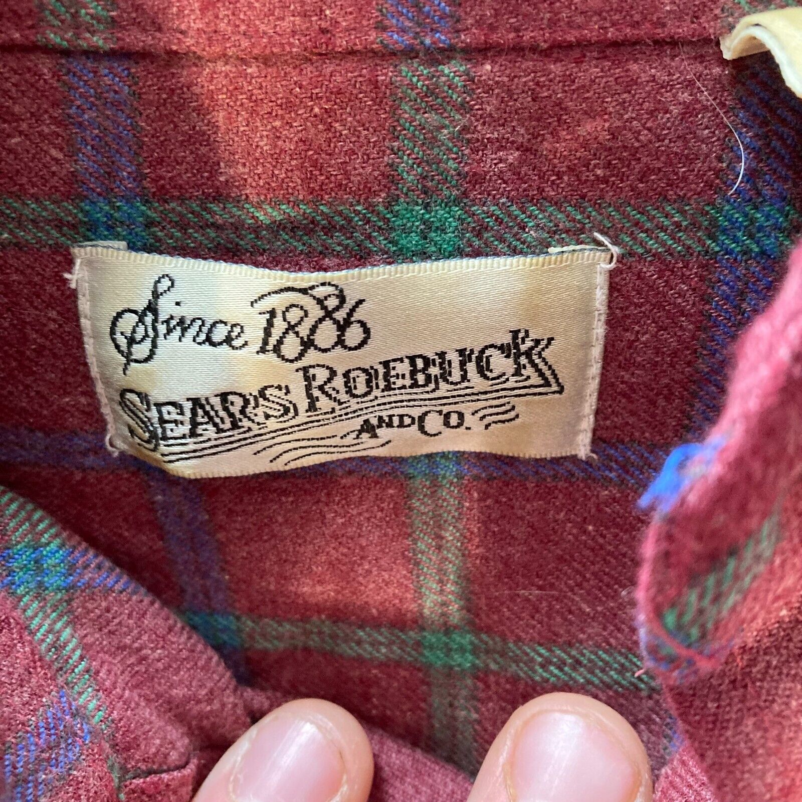 Vintage Sears Roebuck And Co.Button Down Men's Size M Red Flannel