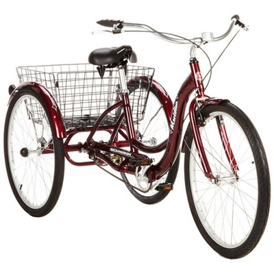 Red 26" Wheel Adult Tricycle w/ Basket Outdoor Riding Cycling Single Speed