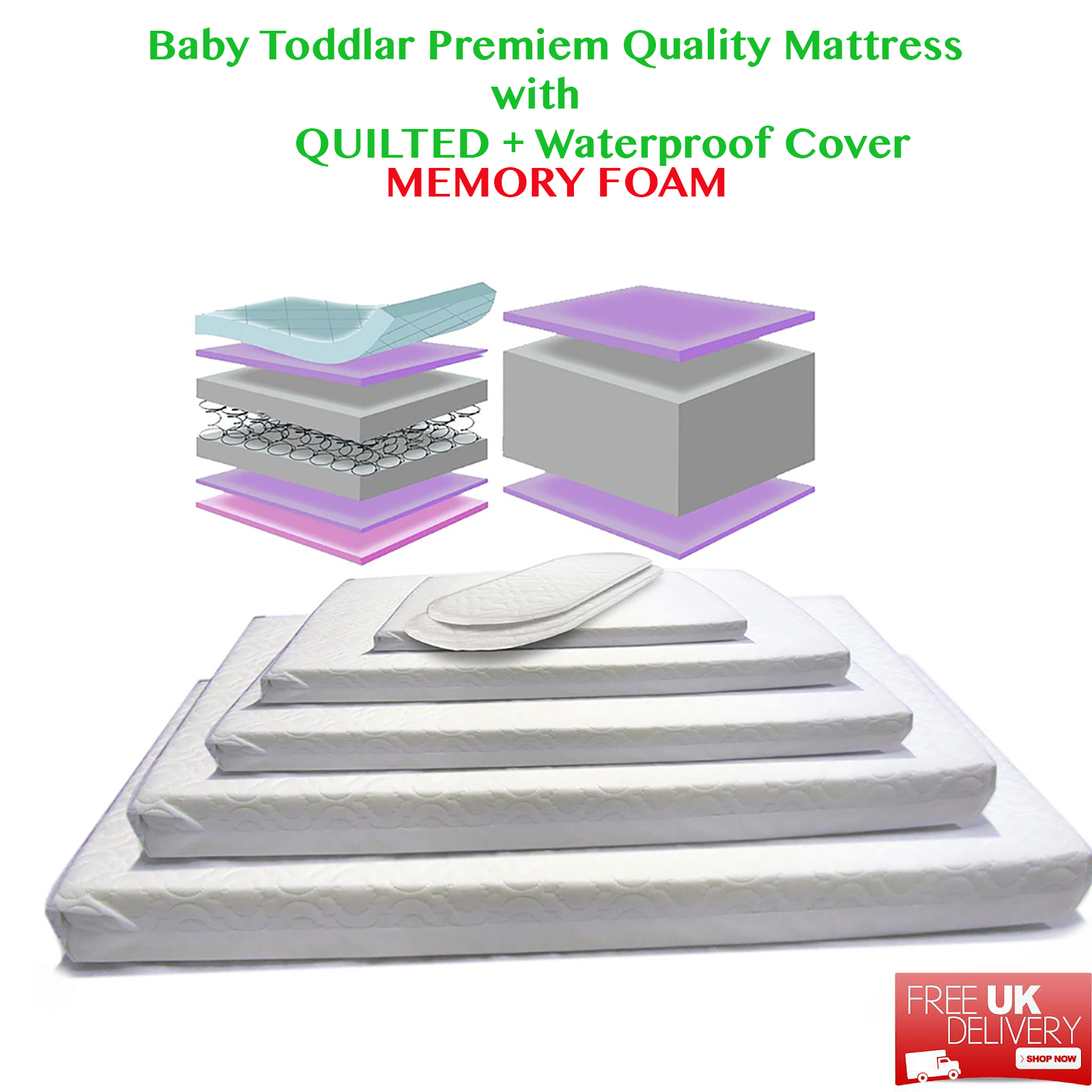 Baby Toddler Cot Bed Fully Breathable Foam Mattress & Waterproof Cover Ikea Toddler Bed Waterproof Mattress Pad ~ Baby Toddler Cot Bed Fully Breathable Foam Mattress & Waterproof Cover