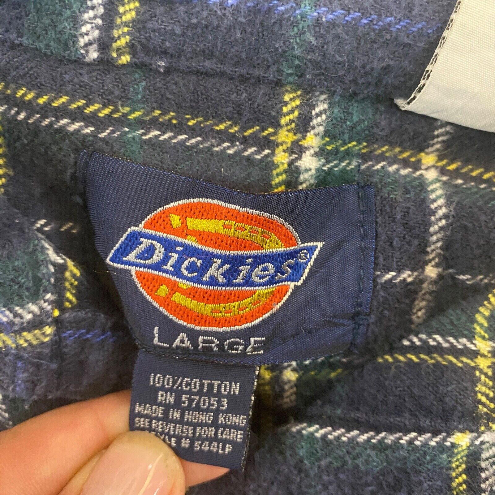 Vtg Dickies Button Up Shirt Long Sleeve Plaid Multicolor Mens Sz L