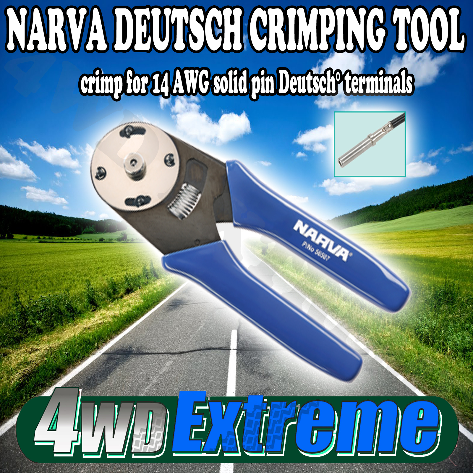NARVA DEUTSCH CRIMPING TOOL 14 AWG SOLID PIN TRAILER PLUG CRIMPER