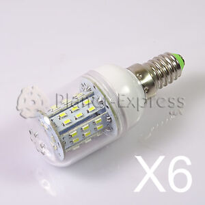 6x Ampoule E14 6W 48 LED SMD 3014 Blanc Froid 12V/24V DC