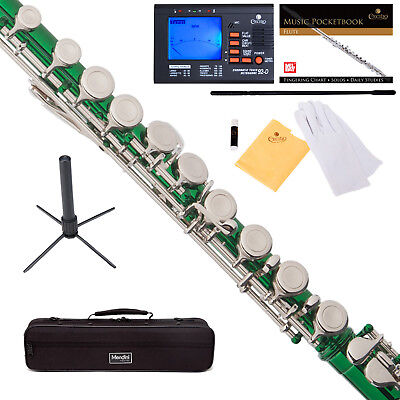 Color/Finish:Green with Nickel Keys:Mendini C Flute w/ Spilt E+Stand, Tuner & Book-6 Colors