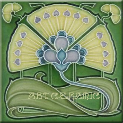 Art Nouveau Ceramic decorative wall tile 6 ...