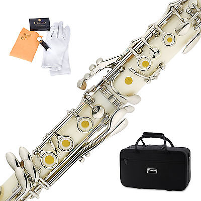 Color:White:Mendini by Cecilio B Flat Clarinet in Black, Blue, Green, Pink, Red, or White