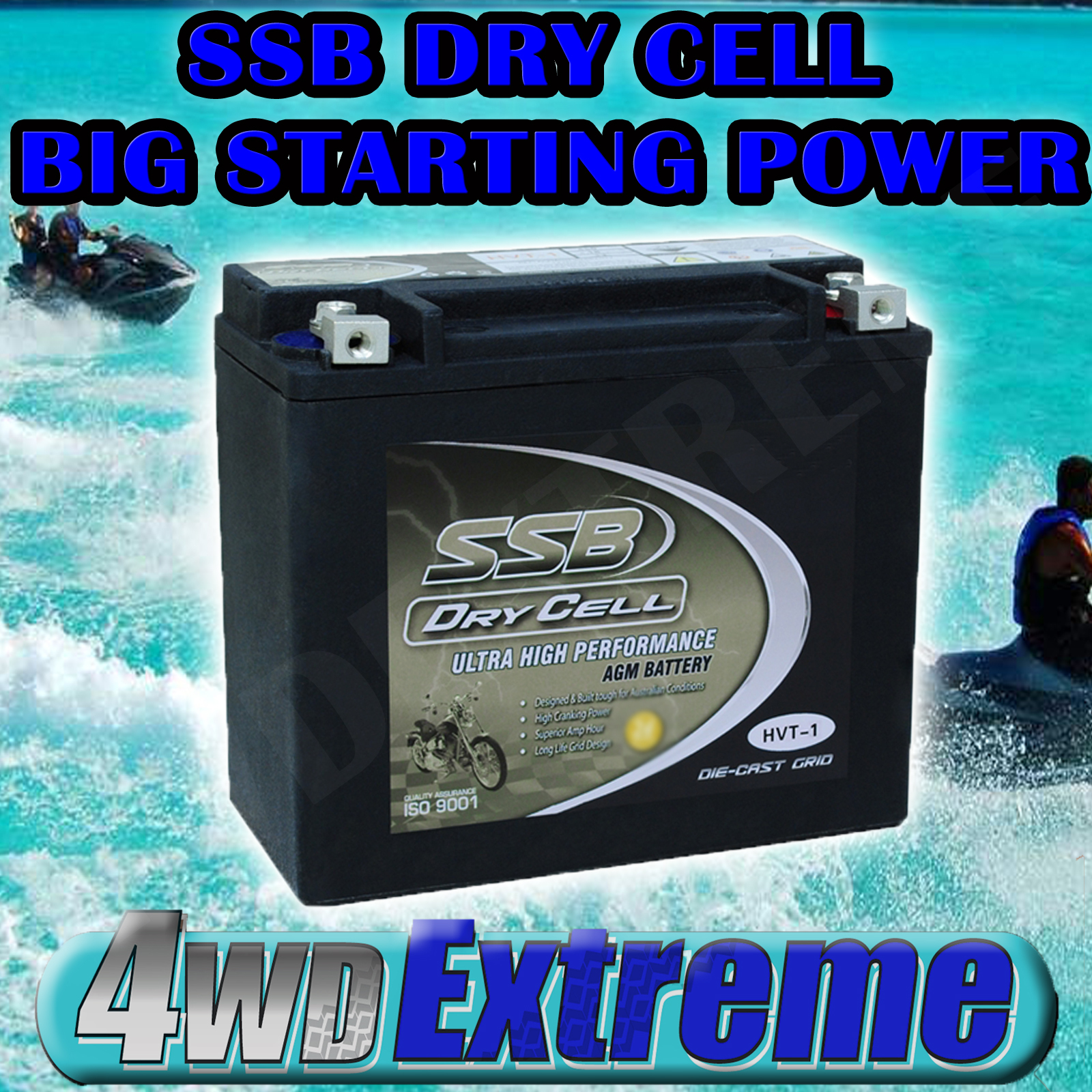HVT1 ULTRA HIGH PERFORMANCE JET SKI BATTERY 450CCA DRY CELL ATV HARLEY