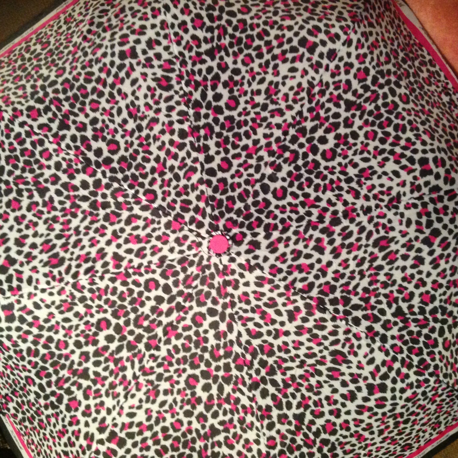 BETSEY JOHNSON Umbrella DESIGNER AUTO Compact Leopard PINK ROSE Stripes NEW