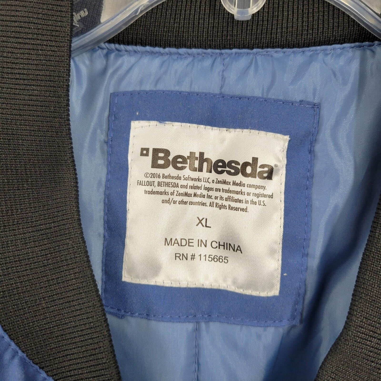 RARE HTF Bethesda Fallout Vault-Tec Video Game Bomber Blue Jacket size XL