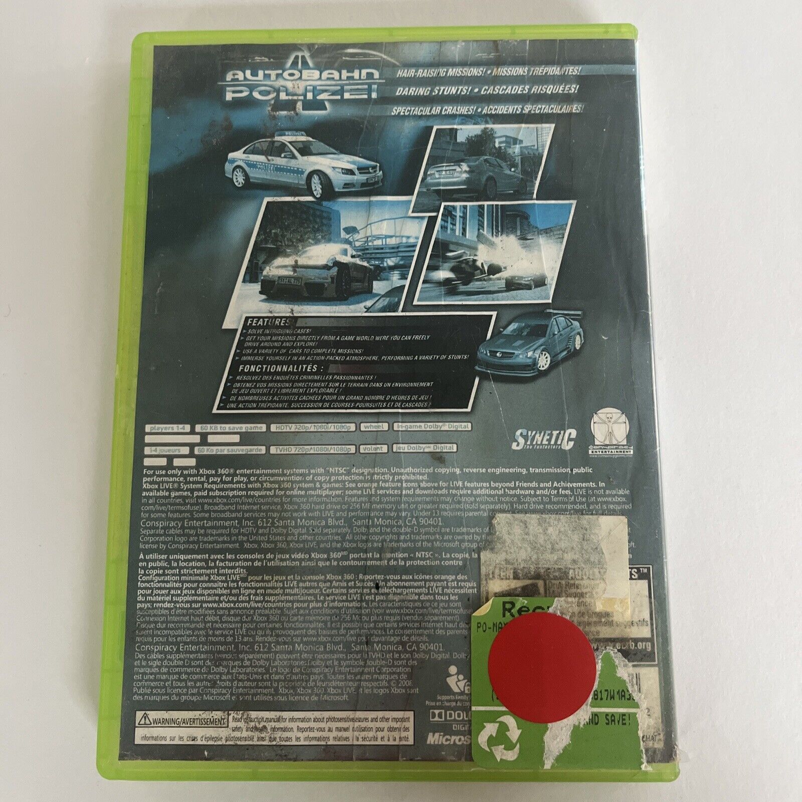Autobahn Polizei (Microsoft Xbox 360, 2010) Disc And Case. Very Rare Game