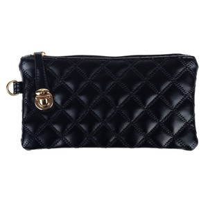 ... -Inspired-Clutch-Purse-Black-Wallet-Zipped-Fashion-Style-Quilted-Bag