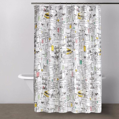Curtains Ideas cityscape shower curtain : Broadway New York Fabric Shower Curtain Modern Cityscape Taxi ...
