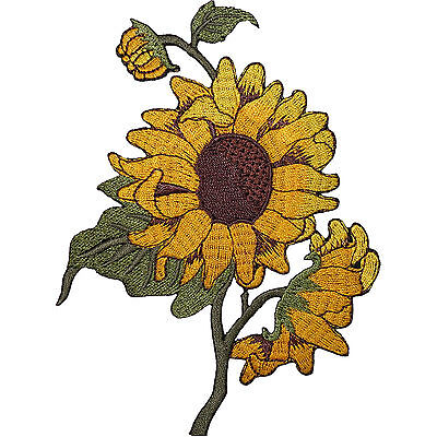 Sunflower Embroidered Iron / Sew On Patch Dress Jeans Flower Embroidery Badge