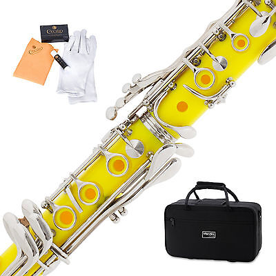 Color:Yellow:Mendini by Cecilio B Flat Clarinet in Black, Blue, Green, Pink, Red, or White