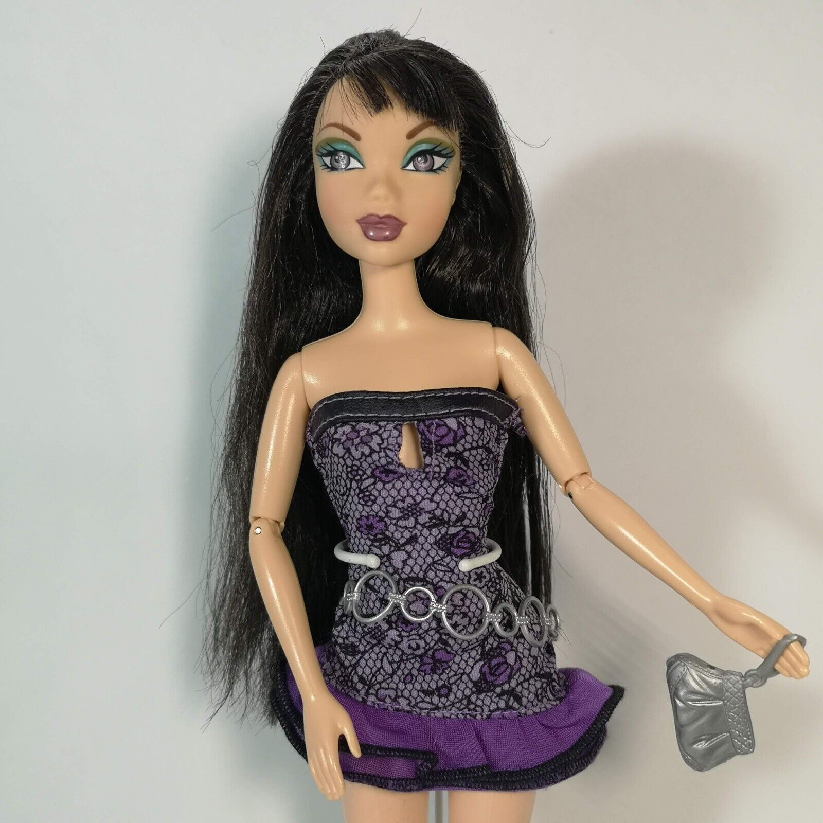 Barbie My Scene Chillin' Out Nolee Doll Purple Ruffle Dress  - Read