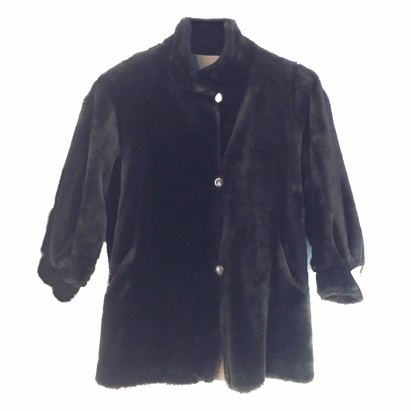 Pre-owned Luxurious Elements Vintage 73209 , Reversible Artificial Fur, Women L, Coat Usa In Brown