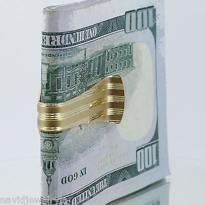 Pre-owned Cali Diamonds 14k Yellow Gold Money Clip Strip Design Luxury Men's Gift