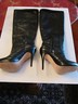 Pre-owned Coach Knee High Black Leather Stilettos - Zipper /straps - 4" Heel - Sizes Listd