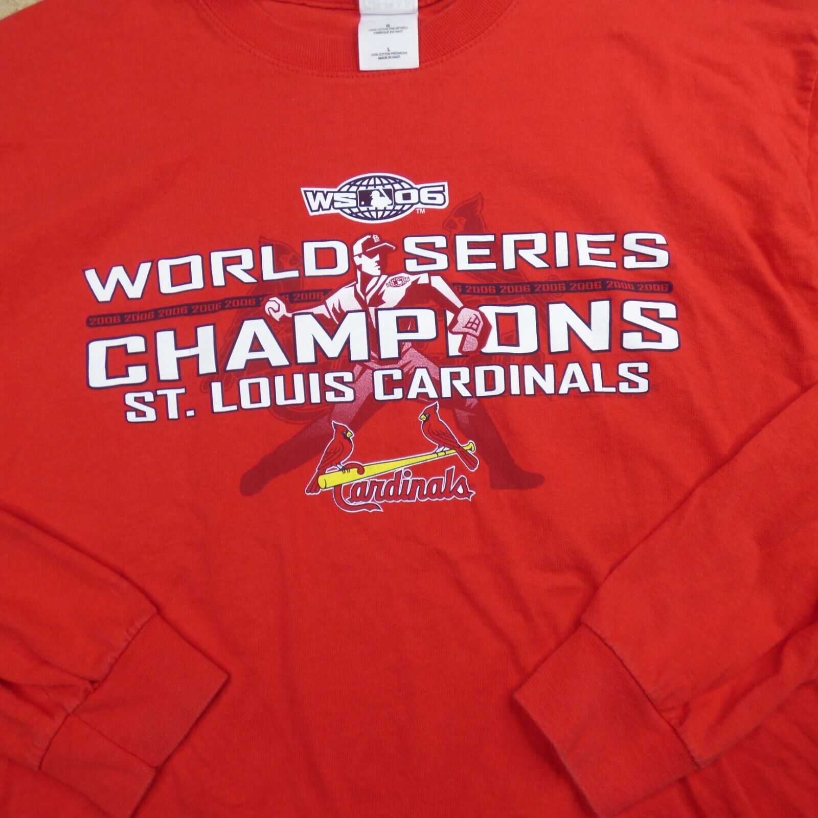 St Louis Cardinals Shirt Adult Large Red White Baseball2006 World Series 3.19*