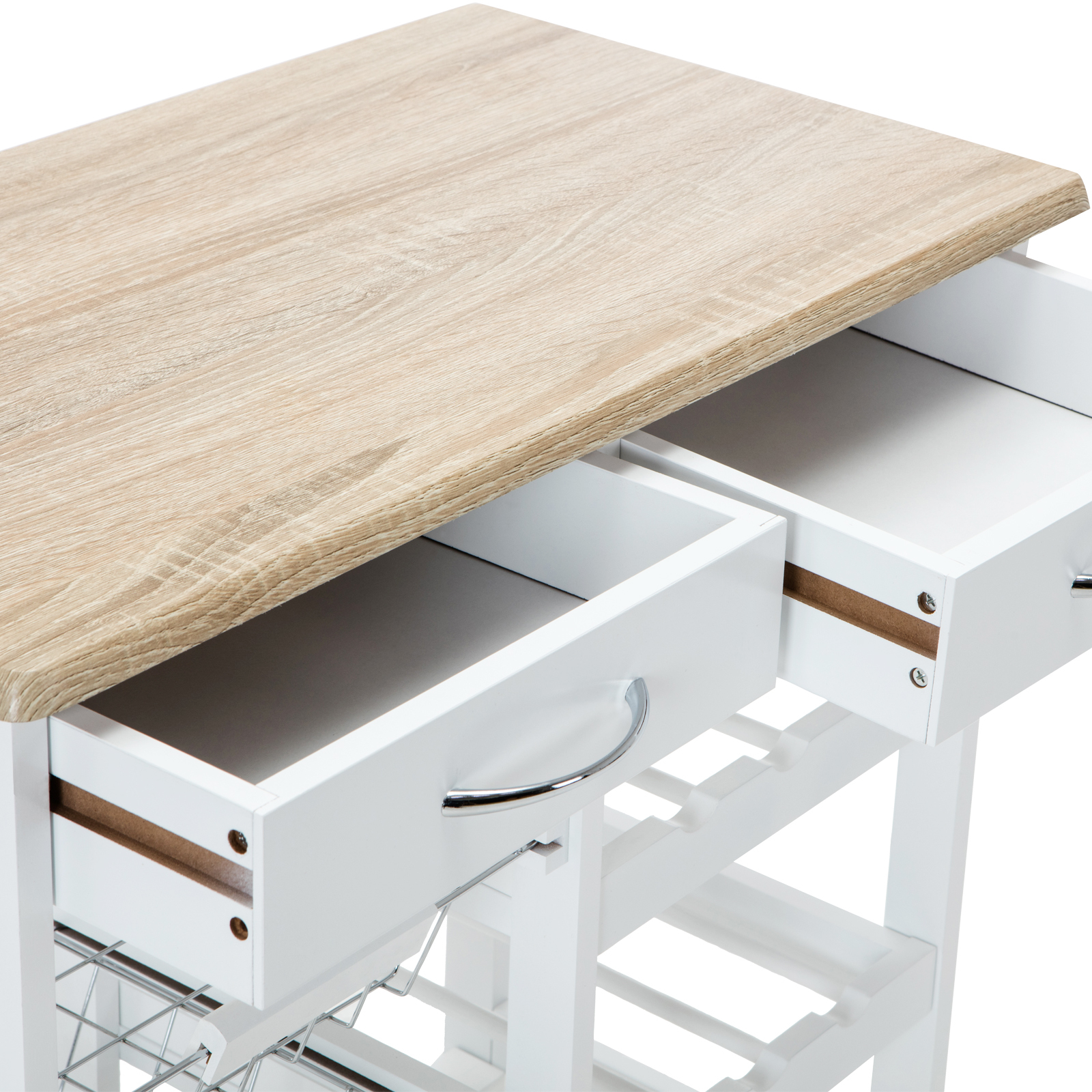 Oak Kitchen Island Cart Trolley Portable Rolling Storage