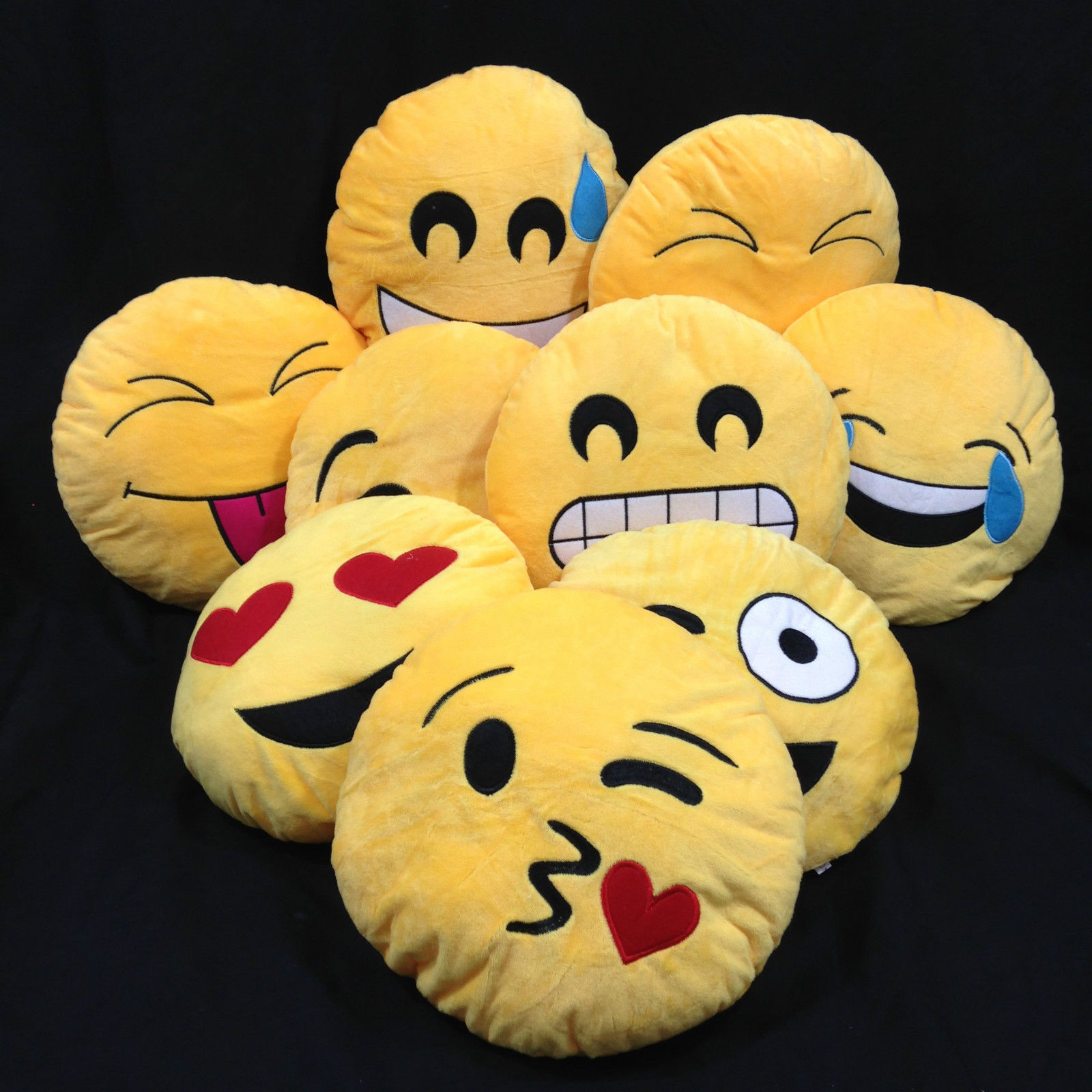 NEW Emoji Emoticon Yellow Round Cushion Soft Toys Pillow Plush