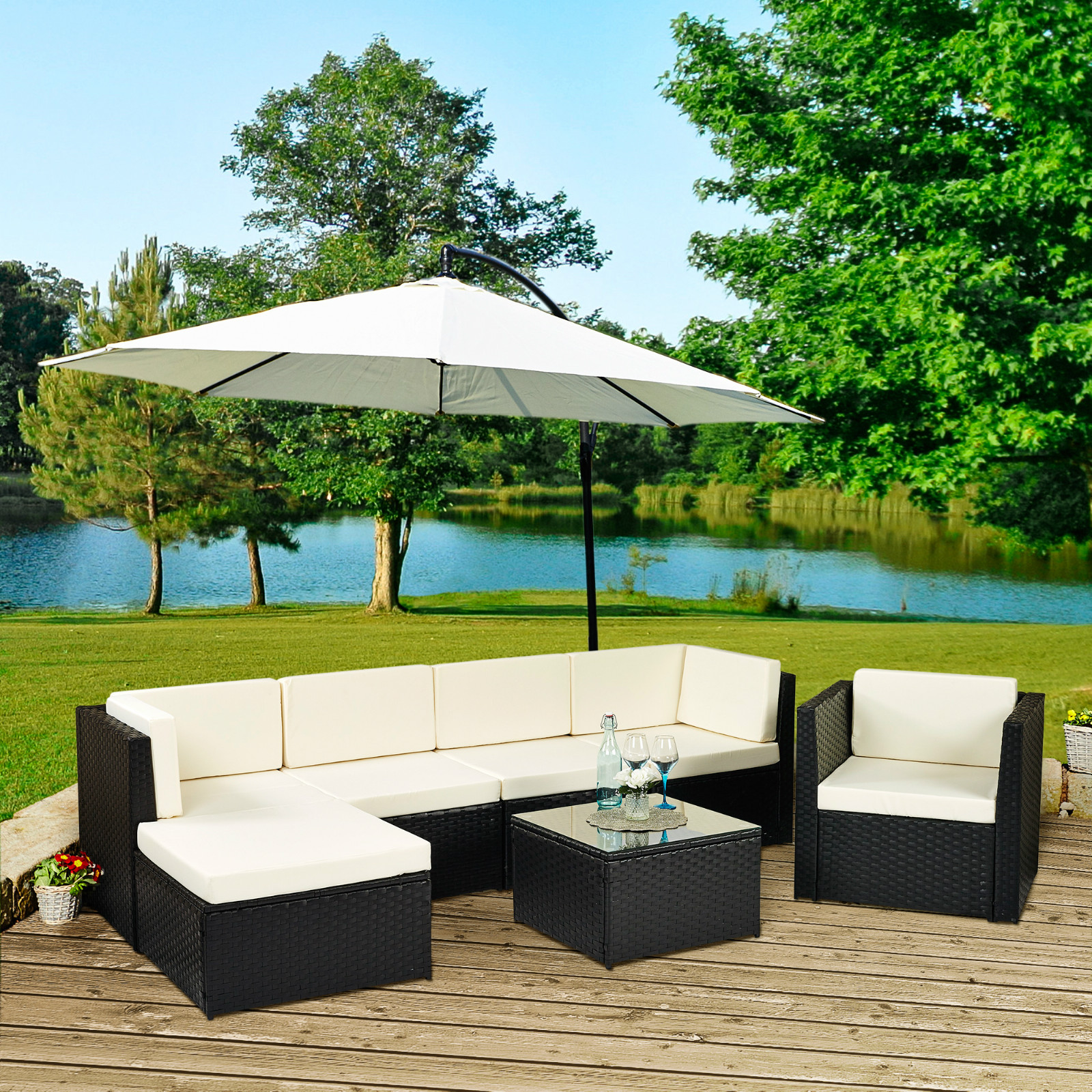 ALUMINIUM FRAME Rattan Weave Corner Sofa Set Garden Furniture Modular