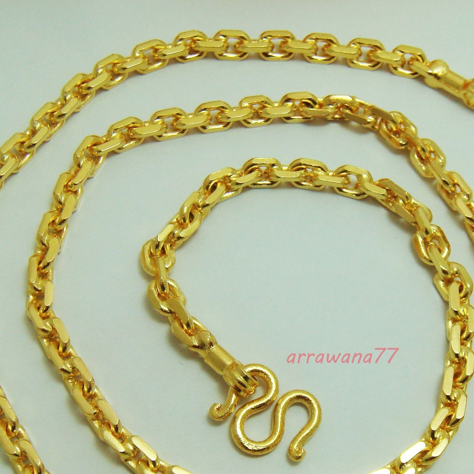 1 Baht Thai Gold 22K 22kt PURE GOLD 2 baht box chain / necklace