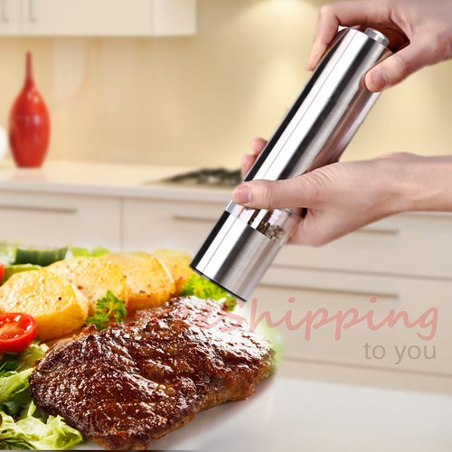 Kitchen Stainless Steel Gourmet Electric Salt Pepper ...