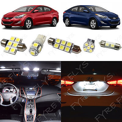 8x White LED light interior package kit for 2011-2016 Hyundai Elantra YE1W