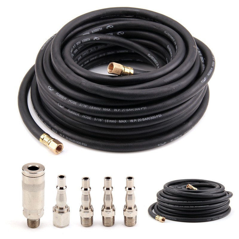 Air line compressor hose with quick release fittings
