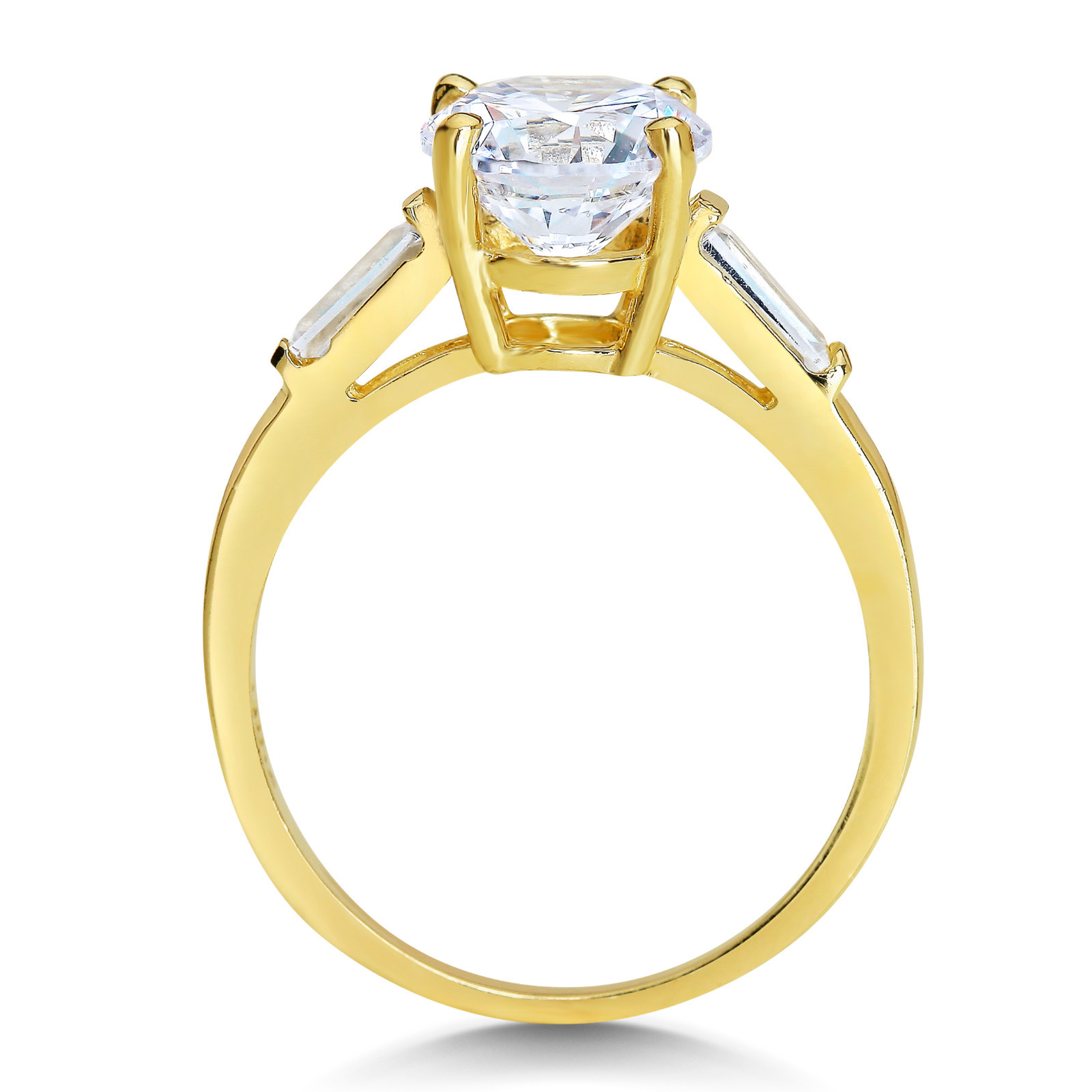 Pre-owned White Star Jewels 14k Solid Yellow Gold Cz Cubic Zirconia Solitaire Engagement Ring 1.9 Ct. In White/colorless