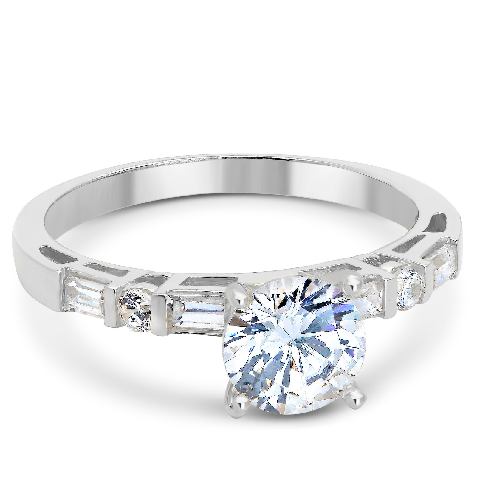 Pre-owned White Star Jewels 14k Solid White Gold Cz Cubic Zirconia Solitaire Engagement Ring 1.0 Ct. In White/colorless