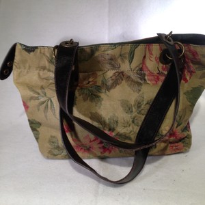 vas Tote Handbag Purse Tan and Floral 8X5X1