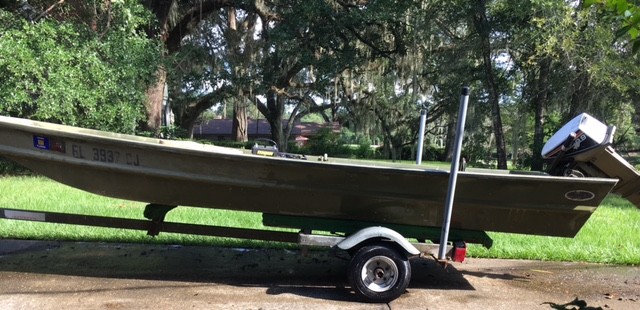 14" Aluminum Jon Boat w/ 9.9 HP Johnson Outboard Motor