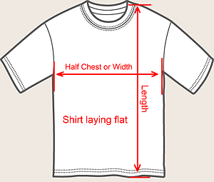 width and length t shirt