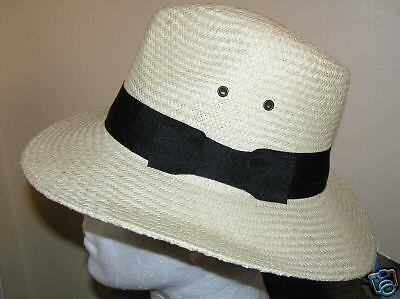 MENS BEST STRAW HAT WITH BLACK BAND 57CM   