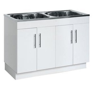 ... NEW Double 45Litre Laundry Tub, Polyurethane Cabinet 1160x500x870
