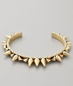 Hot Ladies Punk Mirrored Gold Irregular Spike Rivets Stud Cuff Bracelet Bangle