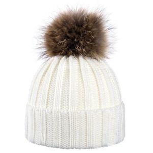 white and brown beanie