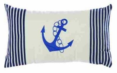 Embroidered Nautical Fabric Throw Pillow Anchor Washable Removable Cover