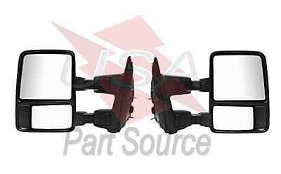 Towing Power Mirrors Set Left RIght Side Black Pair Tow Ford F250 Super Duty New